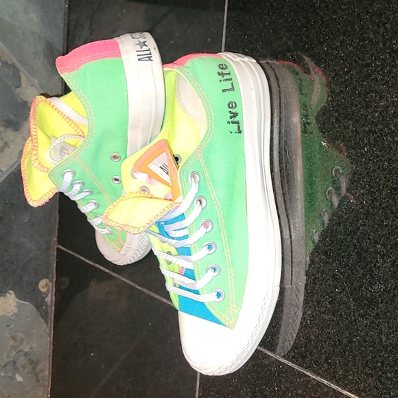 💚💛Neon Converse All Star double tongue💚💛 - Picture 4 of 11